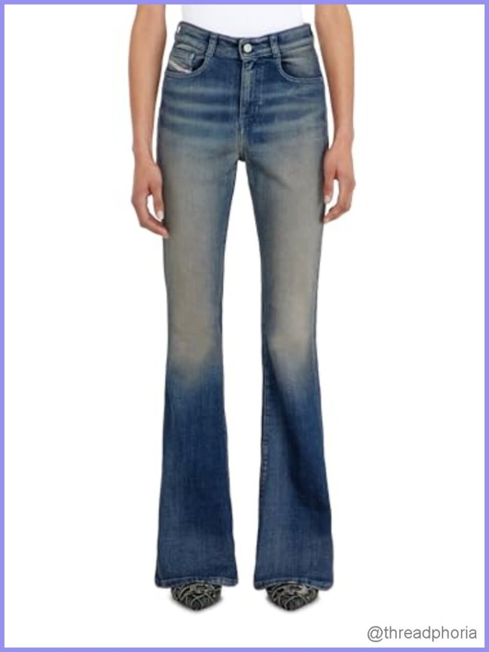 Diesel Bootcut Jeans High Waist Stretch Denim 32 Inseam